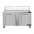 image of Continental Refrigerator SW60N16 60" 2-Door Sandwich and Salad Prep Table, 16 Pans, Stainless Steel Exterior