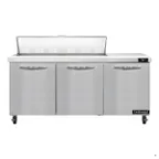 image of Continental Refrigerator SW72N12 72" 3-Door Sandwich and Salad Prep Table, 12 Pans, Stainless Steel Exterior