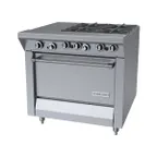 image of Garland US Range M43-1R 34" Gas Heavy Duty Range w/ (4) Open Burners, (1) Even Heat Hot Top, (1) Standard Oven, 158.000 BTU
