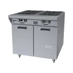 image of Garland US Range M44S 34" Gas Heavy Duty Range w/ (4) Open Starfire Burners, (1) Cabinet Base, 140.000 BTU