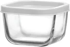 image of LAV HORECA CHI209 - Clear Glass Square Container with Lid, 9 1/8 oz, 2¼" H x 3½" W, - 12/Case