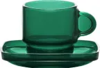image of LAV HORECA CMB409 PFTCL0568-1 Cambridge Glass Coffee Cup, 3 oz Green Soda Lime, Stackable - 12/Case