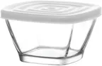image of LAV HORECA DEL210 TFPK0002 - Glass Container with White Lid, 10.6 oz 0.33 Qt, Soda Lime, 12/Case