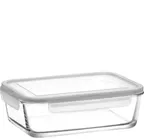 image of LAV HORECA KYO223 PK0002 - Glass Food Container, 1‑2 qt 59 ¼ oz, Locked White Lid, Leakproof - 2/Case
