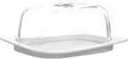 image of LAV HORECA PLM212 PK0002 Palma Butter Dish, 13.75 oz, Rectangular Glass with White Lid, - 12/Case