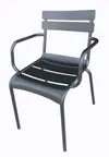 image of Plantation Prestige 2021100-04 Arm Chair, Stackable, Steel Slat Back & Seat, Tubular Frame, E‑Coated Finish