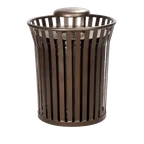image of Plantation Prestige 7927800-0250 - 30 Gallon Steel Trash Can, 27" x 31", Black E‑Coated - 1/Each