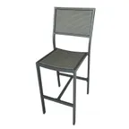 image of Plantation Prestige 8760300-0255 Stackable Bar Stool, Woven Back & Seat, Armless, Frame Gunmetal, Footrest
