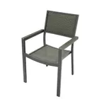image of Plantation Prestige 8761100-0455 - Durango Stackable Arm Chair, Gray Mesh Back & Seat, Frame, Gunmetal Finish