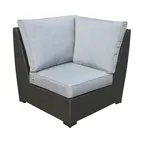 image of Plantation Prestige 8770100 Durango Corner Sofa, Sunbrella Cushions, Tubular Aluminum Frame, Dark Gray Wicker