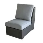 image of Plantation Prestige 8770200 Sofa, Gray Wicker, Aluminum Frame, Sunbrella Cushions, 78" L x 36" W