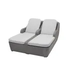 image of Plantation Prestige 8770800-015402 Durango Double Chaise, Dark Gray Wicker, Aluminum Frame, Sunbrella Cushion