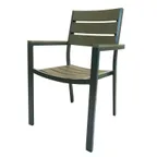image of Plantation Prestige 8771100-04 - Stackable Outdoor Arm Chair, Faux Wood Ladder Back, Frame, 20in Height