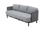 image of Plantation Prestige 8830222-015402 Coronado Sofa, Gunmetal Frame, Light Grey 1" Woven Cording, Granite #5402