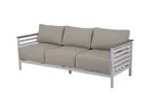 image of Plantation Prestige 8840222-015422 Outdoor Sofa, White Frame, Slat Arms, Beige 5422 Cushions, 78"L x 36"W x 30"H