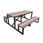 image of Plantation Prestige 8883072-01 Picnic Table, 72" L x 77" W, Wood Top, Aluminum Legs, Bench Seats