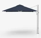 image of Plantation Prestige 9020-01 GRC Cantilever Umbrella, 10 ft Square Top, Matte Silver 3.3"x5" Aluminum Mast, 360° Rotation, Stainless Steel Crank Lift, Infinity Tilt, Grade C Fabric