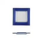 image of Turgla 02-032-15CBLCLR - Square Glass Plate, 6" x 6", Blue Fusion Finish, Premium Glass