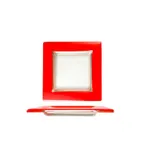 image of Turgla 02-032-15REDCLR - Square Glass Dinner Plate, 6" x 6", Red Fusion Glass, Premium Tableware - 1/Each