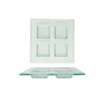 image of Turgla 06-017-20CLR Fusion Sectional Square Plate, 8" x 8" Clear Glass, Four Compartments, 7" Size