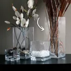 image of Turgla 17515 Clear Glass Bud Vase, Square 6"x6"x16", Straight Style Decorative Senses