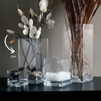 image of Turgla 17518 - Clear Glass Square Bud Vase, 6" W x 6" D x 12" H, Straight Style, Decorative