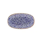 image of Turgla T-ECZT34OV-6 Oval Porcelain Platter, 13.5" W x 7.75" D, Blue Cobalt Finish
