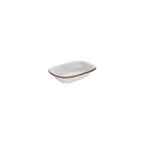 image of Turgla T-GREZT16DKY-12 Grace Deep Rectangular Plate, 6.25" x 4.25" Brown Porcelain, Deep Rim