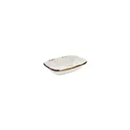 image of Turgla T-HAELZT18DKY-12 Deep Rectangular China Plate, 7" x 5" Porcelain Brown, Deep Rim Dinnerware