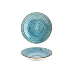 image of Turgla T-HAINFL23CK-6 Infinity Deep Plate, 9" Round Turquoise Porcelain, 34 oz Capacity, Deep Rim