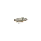 image of Turgla T-HASPZT18DKY-12 Supreme Deep Rectangular Plate, 7" x 5" Grey Porcelain Dinnerware with Deep Rim