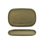image of Turgla T-HLBB34OV-6 Oval Bamboo Porcelain Platter, 13.5" W x 9" D, Green Finish, 14" Long Side