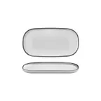 image of Turgla T-HLBLA30OV-6 Helix Oval Porcelain Platter, 11.75" W x 6.25" D, Black Finish - 1/Each