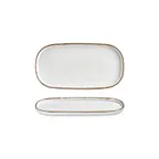 image of Turgla T-HLGL30OV-6 Helix Gleam Oval Porcelain Platter, 11.75" W x 6.25" D, Brown Finish, Tray