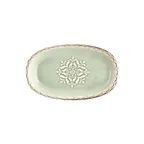 image of Turgla T-RMZT34OV-6 Green Porcelain Oval Platter 13.5"W x 7.75"D - 1/Each