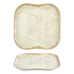 image of Turgla T-SMABY40KR-6 Square Porcelain Dinner Plate, 13.25" x 13.25", Yellow Beige Finish
