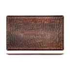 image of Turgla TRI534 EcoGrain Platter, 20.75" x 12.75" x 0.5" Rectangular Brown Flat Plastic Plate