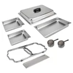 image of Sterno 70153 Buffet Chafer 8‑Pc Set, Rectangular 8 Qt Steel, 4" Water Pan, Two 2" Food Pans