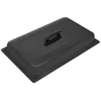 image of Sterno 70225 Windguard™ Chafing Dish Lid, Rectangular Steel Cover, Matte Black, 13‑1/8" × 21‑1/8" × 2‑3/4"