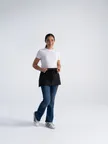image of Chef Works F9-BWP-0 Waist Apron, 12"L x 23"W, Black with White Pinstripe, 65% Polyester 35% Cotton