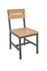 image of BFM Seating 4110CNAT-GR - Parker Side Chair, 17.5"W x 20.5"D x 35"H, Natural Oak Wood Seat & Slat Back, Anthracite Powder-Coated Metal Frame, Welded Box Tube Steel Construction
