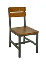 image of BFM Seating 4110CWOA-GR - Side Chair, 17.5"W x 20.5"D x 35"H, Oak Wood Seat & Slat Back, Metal Frame
