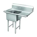image of GSW USA SEE18181R S.Steel One Compartment Sink, 18" Right Drainboard / 39-1/8"W X 24"D X 45"H