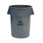 image of Rubbermaid FG264356GRAY 44‑Gallon Trash Can, 24" Dia x 31‑1/2" H, Gray Plastic, NSF Certified, USA Made
