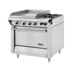 image of Garland US Range M48-23R 34" Gas Heavy Duty Range w/ (2) Open Burners, 23" Griddle Left w/ Thermostatic Controls, (1) Standard Oven, 154.000 BTU