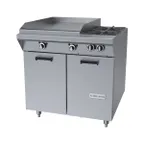 image of Garland US Range M48-23S 34" Gas Heavy Duty Range w/ (2) Open Burners, 23" Griddle Left w/ Thermostatic Controls, (1) Cabinet Base, 114.000 BTU