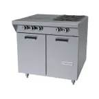 image of Garland US Range M54S 34" Gas Heavy Duty Range w/ (2) Open Burners, (1) Front Fired Hot Top, (1) Cabinet Base, 115.000 BTU