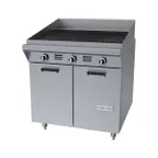 image of Garland US Range MST34BE 34" Gas Heavy Duty Range w/ Briquette Charbroiler, Electric Spark Ignition, (1) Cabinet Base, 90.000 BTU
