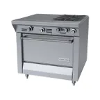 image of Garland US Range MST42-6R-E 34" Gas Heavy Duty Rangw w/ (2) Open Burners, (1) Even Heat Hot Top, Electric ignition and Flame Fail, (1) Standard Oven, 140.000 BTU