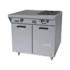image of Garland US Range MST42-6S-E 34" Gas Heavy Duty Range w/ (2) Open Burners, (1) Even Heat Hot Top, Electric Ignition and Flame Fail, (1) Storage Base, 100.000 BTU